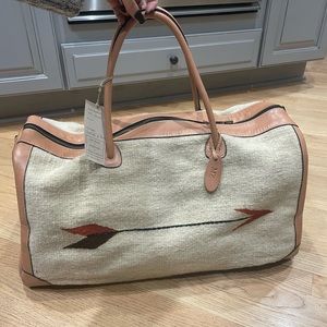 NWT Handmade Artisan leather and canvas tote bag